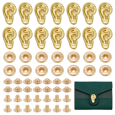 20Pcs Alloy Ear Shape Snap Buttons BUTT-PH0001-76-1