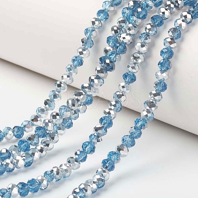 Electroplate Transparent Glass Beads Strands EGLA-A034-T8mm-M18-1