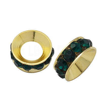 Brass Rhinestone Spacer Beads RB-A020-9mm-08G-1