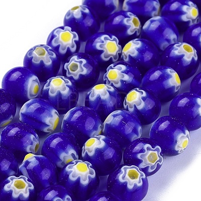 Round Millefiori Glass Beads Strands LK-P002-02-1