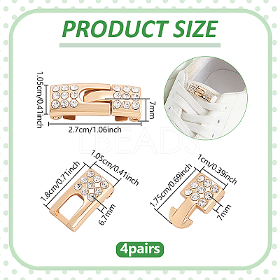 4 Pairs Zinc Alloy & Rhinestone Snap Lock Clasps FIND-FG0005-54G-1