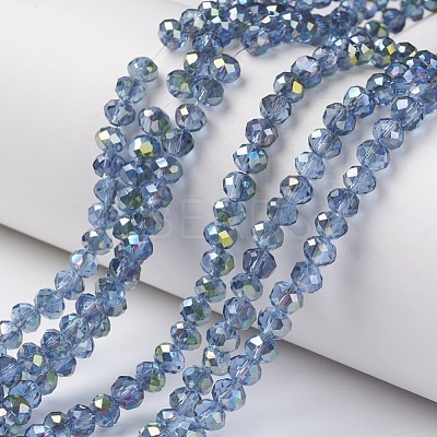 Electroplate Transparent Glass Beads Strands EGLA-A034-T8mm-S09-1