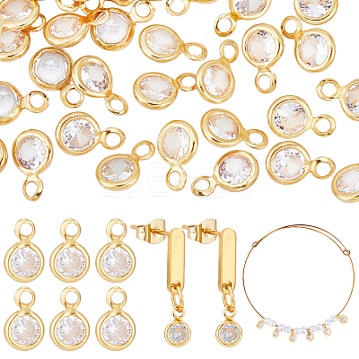 50Pcs Clear Cubic Zirconia Charms KK-PH0010-33-1