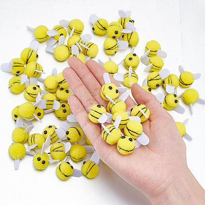 60Pcs Bees Polyester Wool Pom Pom Ball DIY-CY0003-29-1