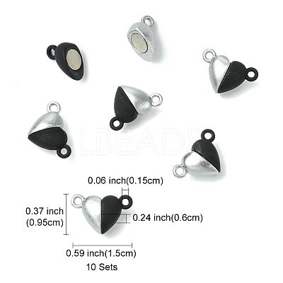 10 Sets Alloy Heart Magnetic Clasps FIND-FS0003-25-1