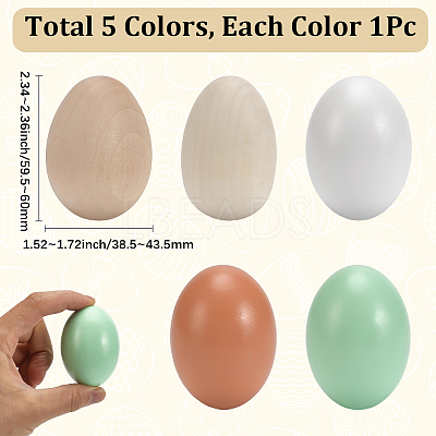 5Pcs 5 Colors Wood Egg Shape Toy WOOD-SP0001-92-1