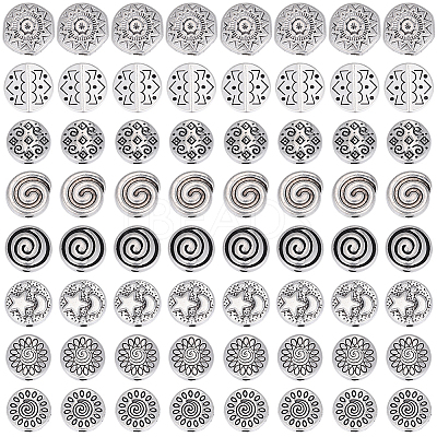 160Pcs 8 Styles Tibetan Style Alloy Beads FIND-PA0001-65B-1