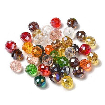 Electroplate Faceted Rondelle AB Color Plated Transparent Glass Beads GLAA-R152-10mm-M2-1
