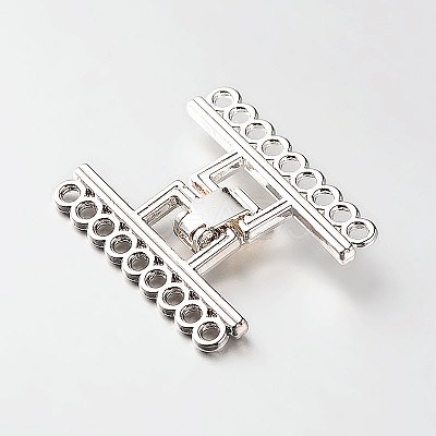 9 Strands Alloy and Brass Fold Over Clasps PALLOY-N0112-04P-1