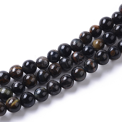 Grade AB Natural Blue Tiger Eye(Dyed & Heated) Beads Strands G-I261-D01-6mm-1