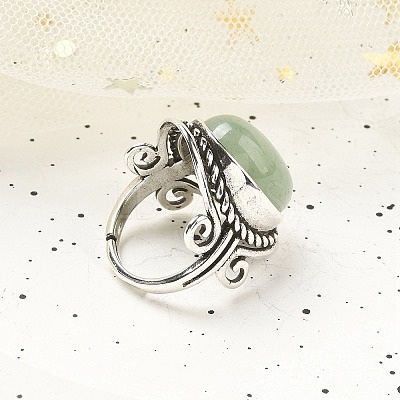 Natural Green Aventurine Adjustable Rings RJEW-I108-01AS-02-1