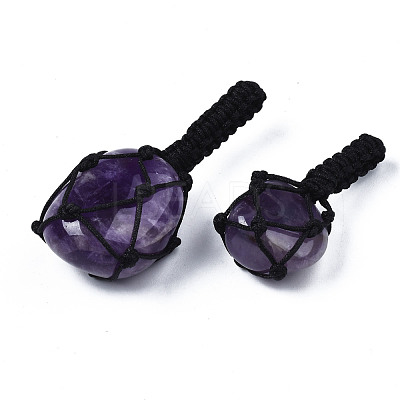 Natural Amethyst Pendants G-N0326-93F-1