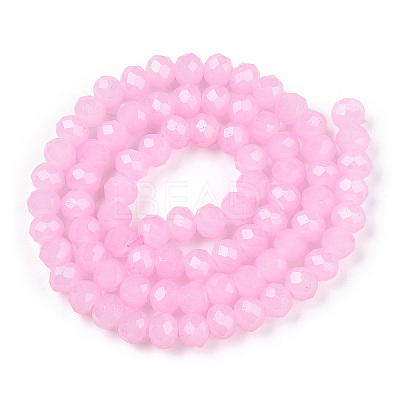 Baking Paint Imitation Jade Glass Bead Strands LS-DGLA-A034-J8MM-A44-1