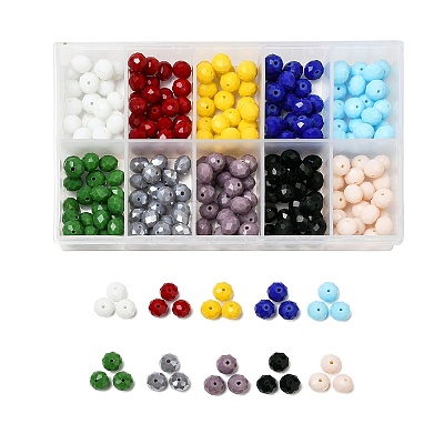 250Pcs 10 Color Opaque Solid Color Glass Beads Strands EGLA-SZ0001-22-1