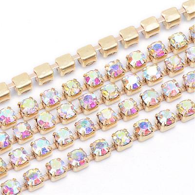 Brass Rhinestone Strass Chains CHC-T003-SS10-02C-1