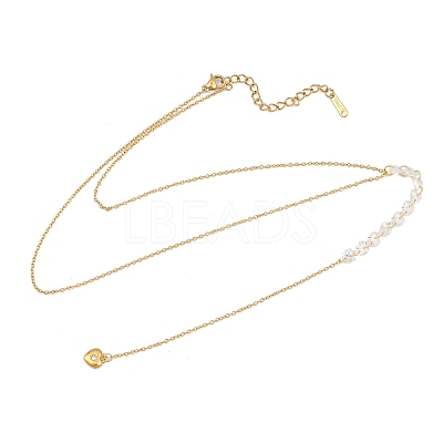 304 Stainless Steel Crystal Rhinestone Heart Long Tassel Y Necklaces for Women SA-CBA48C7-05G-1