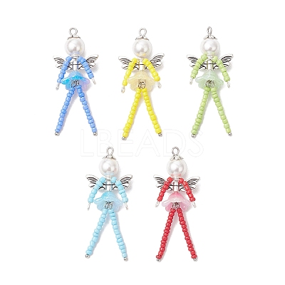 5Pcs Iridescent Acrylic Pendants PALLOY-TA00286-1