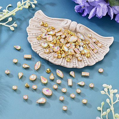 100Pcs Glass Sew on Rhinestones GLAA-TA0004-46-1