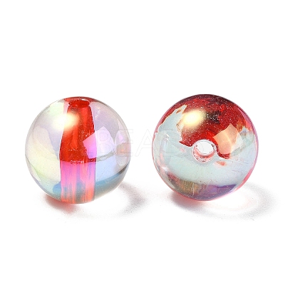 UV Plating Transparent Rainbow Iridescent Acrylic Beads OACR-F004-01E-1