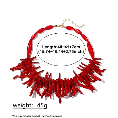Resin Coral Shaped Beaded Bib Necklaces for Women FS-WG3D4DE-02-1