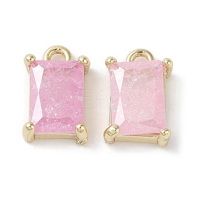 Brass Micro Pave Cubic Zirconia Charms KK-G491-31G-05-1