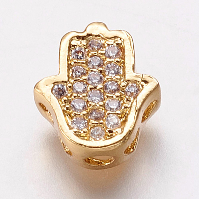 Brass Cubic Zirconia Beads KK-P134-05G-1