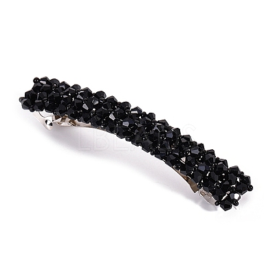 Glass Beaded Hair Barrettes PW-WG60883-06-1