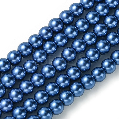 Eco-Friendly Dyed Glass Pearl Beads Strands HY-A008-6mm-RB087-1