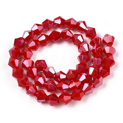 Opaque Solid Color Electroplate Glass Beads Strands EGLA-A039-P6mm-A02-1