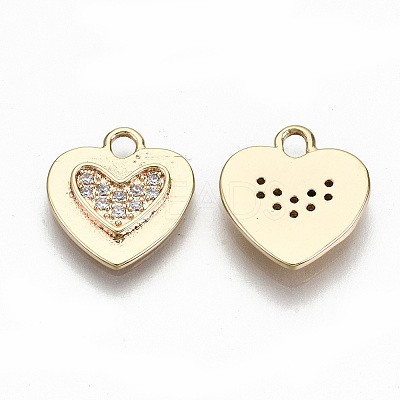 Brass Micro Pave Clear Cubic Zirconia Charms KK-T062-33G-NF-1