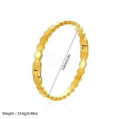Honeycomb Hexagon 304 Stainless Steel Open Hinged Cuff Bangles for Women TF6134-1
