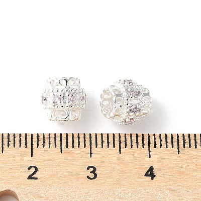 Brass Micro Pave Cubic Zirconia European Beads KK-U067-08S-05-1