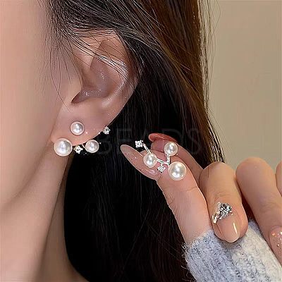 Alloy & Rhinestone & Imitation Pearl Stud Earrings for Women WG8F1A1-01-1