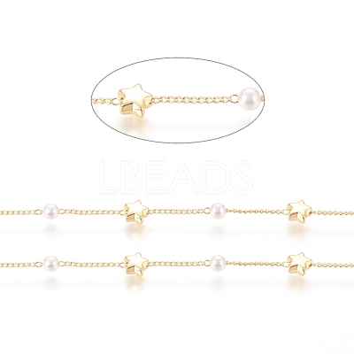 3.28 Feet Brass Handmade Beaded Chain X-CHC-G011-16G-1