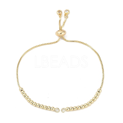 Rack Plating Brass Clear Cubic Zirconia Slider Bracelet Making KK-H509-01G-1