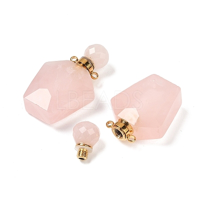 Natural Rose Quartz Openable Perfume Bottle Pendants G-I381-02G-04-1