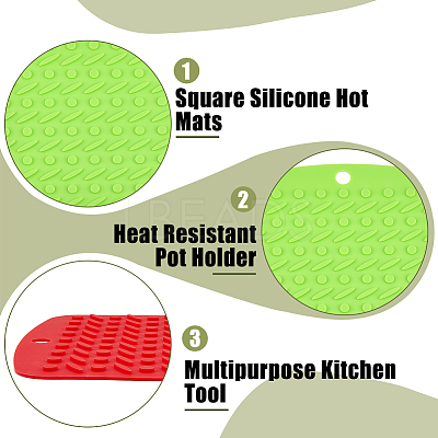 6Pcs 6 Colors Square Silicone Hot Mats for Hot Dishes AJEW-DC0001-14-1