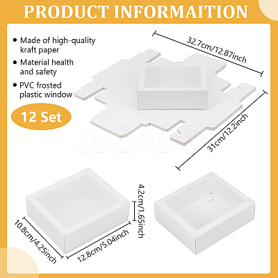 Cardboard Drawer Gift Storage Boxes with Clear Cover CON-WH0092-72B-01-1