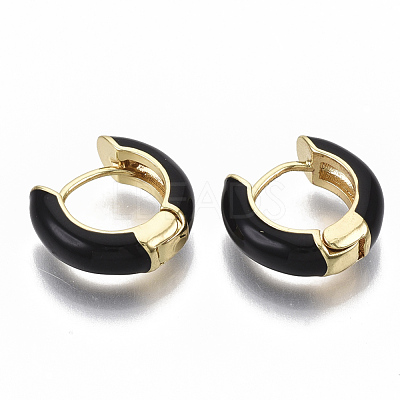 Brass Huggie Hoop Earrings EJEW-S209-01A-1