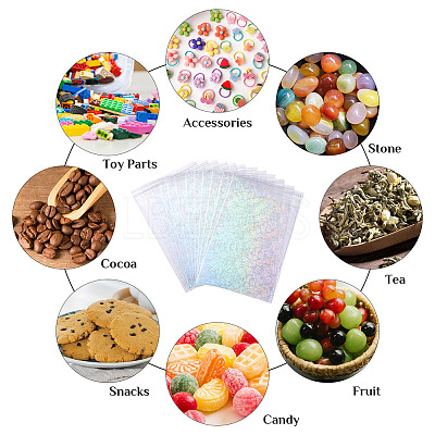 50Pcs Double Face Laser Rectangle PE Cellophane Bags ABAG-TAC0013-14C-1