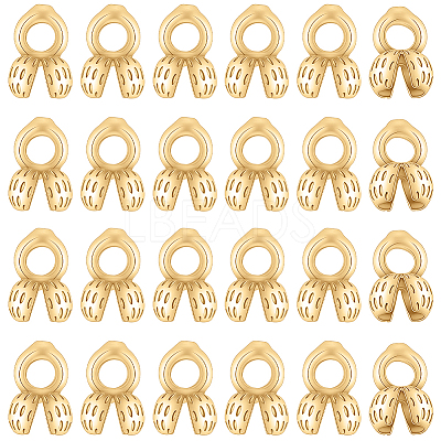 28Pcs Brass Bead Tips FIND-BBC0005-09G-1