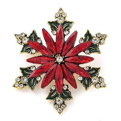 Christmas Theme Golden Zinc Alloy with Rhinestone Brooches JEWB-B018-01AG-07-1