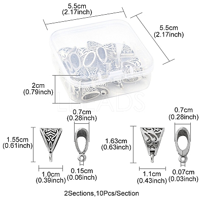 20Pcs 2 Style Tibetan Style Alloy Tube Bails TIBE-YW0001-29-1
