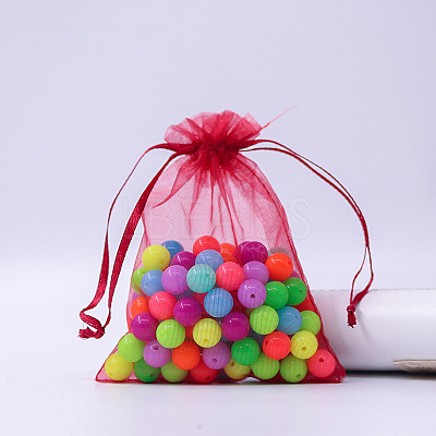 Rectangle Organza Drawstring Bags CON-PW0001-054A-13-1