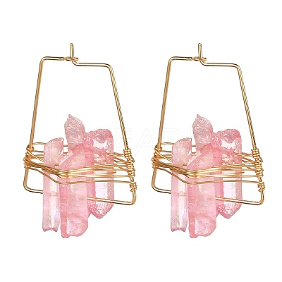 Electroplated Natural Quartz Wire Wrapped Earrings for Girl Women EJEW-JE04645-01-1