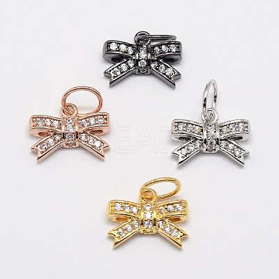 CZ Brass Micro Pave Cubic Zirconia Bowknot Bow Charms ZIRC-L018-14-1