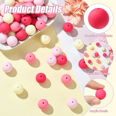 Rubberized Style Opaque Acrylic Beads MACR-CJC0009-02E-1