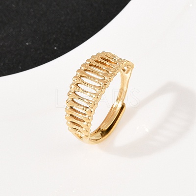 304 Stainless Steel Cuff Open Rings for Women LS-RJEW-H255-01G-09-1