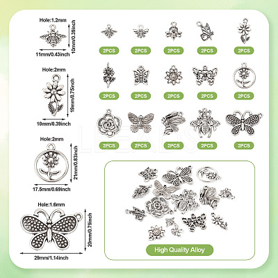 30Pcs 15 Style Tibetan Style Alloy Pendants FIND-TA0002-88-1