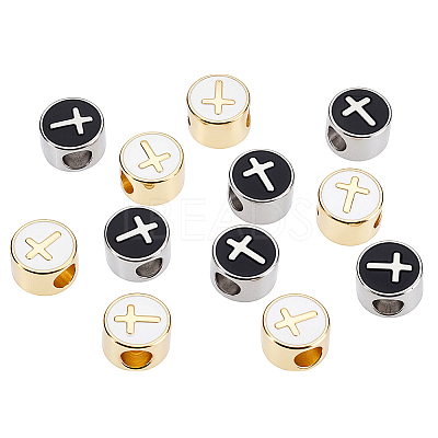 12Pcs 2 Colors Brass European Beads KK-GA0002-24-1